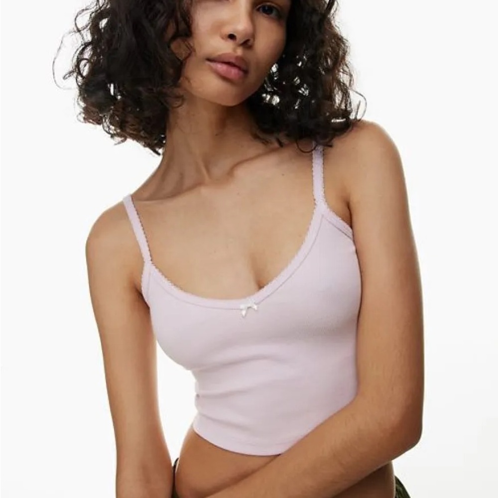 Aritzia TNA Home Stretch Light Pink Ribbed Tank Top